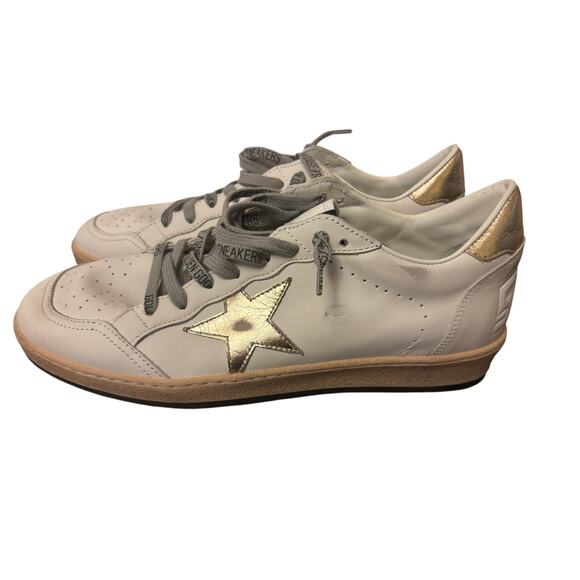 Golden Goose Ball Star Sneakers White & Gold Metallic Star Size 42 EU - Picture 4 of 8
